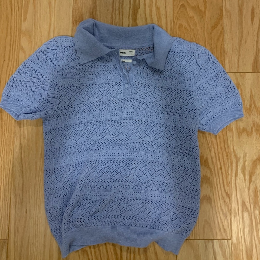Mango crochet polo top